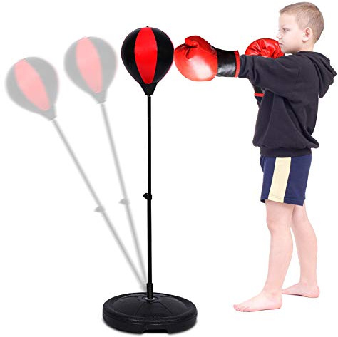 Punchingball Boxsack Boxstand Einstellbar Punchingball Boxen Set Kinder Standboxsack mit Boxhandschuhe und Pumpe Swivel Ball Bearing Boxsack Boxständer für Fitness Outdoor MMA Boxing Training