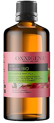 Oxxigena Olio di Ricino Biologico Vergine Puro al 100% - 500 ml - Spremuto a Freddo - Equilibra e Rinforza - Nutriente ed Idratante per Pelle e Capelli - Vegano, senza OGM