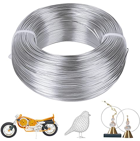 200M Silber Aluminiumdrähte, 1mm Biegbarer Aluminium Craft Draht Basteldraht, Schmuckdraht Modellierdraht, Metall Handwerk Skulptur Draht Rollen für Schmuckherstellung und Modellieren