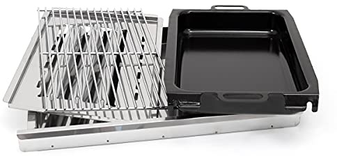 LAG Set aus kleinem Grillrost und Flammenabdeckung, Kleiner emaillierter Pfanne, Fettauffangwanne/Hitzeschutz für 3-flammige Gas-Grills/Bräter GSGTEMHS