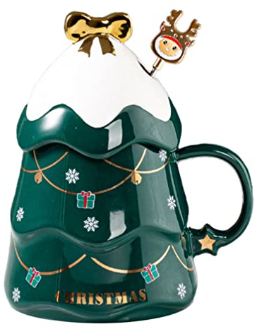 HEMOTON 1 Satz Weihnachtsbecher Keramik Tee Becher Geschenk Becher Set Geschäftsanzug Baum Geformt Tasse Bierbecher Weihnachtsdekoration Weihnachtskaffeetassen Weihnachtsbaum Pala Kind