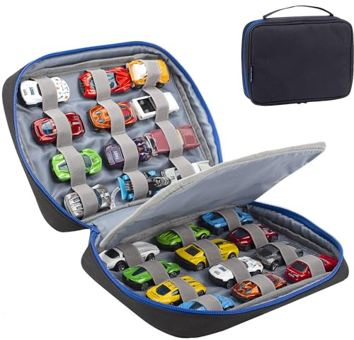 KISLANE 24 Toy Cars Storage Case für Hot Wheels, Matchbox Cars, Mini Toys – Schwarz
