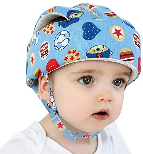 Baby Helm Kopfschutz Baby Schutzhelm Säugling Atmungsaktiv Sicherheit Kopfschutz Mütze Kinder Schutzhelm Baumwolle Hut Kleinkind Verstellbarer Kopfschutzkappe Lernen Laufen und Sitzen