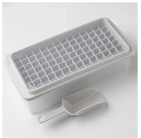 wantanshopping Ice Cube Tray 98 Grid Small Ice Cube Mould Box With Lid Scoop Popsicle Molds Maker Tray Ice Cream DIY Tool Bar Kitchen Accessories Ice Cube Molds (Color : Grey 98 Cube)