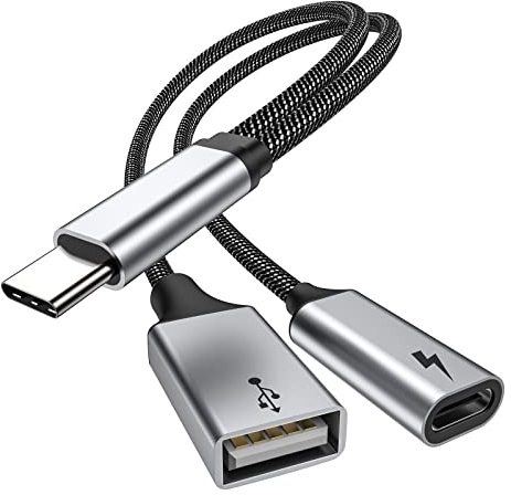 MOGOOD USB C OTG Telefon Splitter USB C Ladeanschluss mit 60W PD,480Mbps, Typ C Adapter 1 zu 2 Kompatibel für Samsung GalaxyS21, Switch, Pi KVM, 3D Drucker, iPhone, MacBook