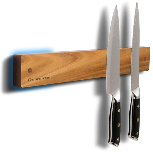 Gourmetop Magnetischer Messerhalter für die Wand, Messer-Magnetleiste ohne Bohren 42 cm, Küchen-Messerhalter für den Kühlschrank, Holz-Magnet-Messerleiste/-Stange für den Kühlschrank