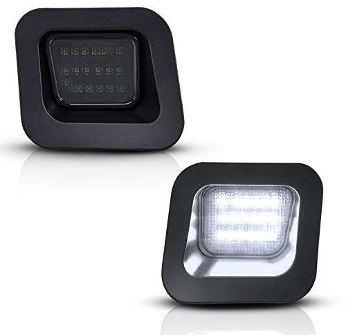Asgohme LED License Plate Lights Bright White Smoke Lens Tag Lamp Assembly Replacement Compatible with 2003-2018 Dodge RAM 1500 2500 3500 Pickup Truck, Pack of 2