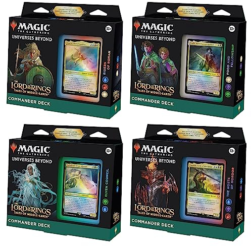 Magic The Gathering The Lord of The Rings: Tales of Middle-Earth Commander Deck Bundle – Includes All 4 Decks