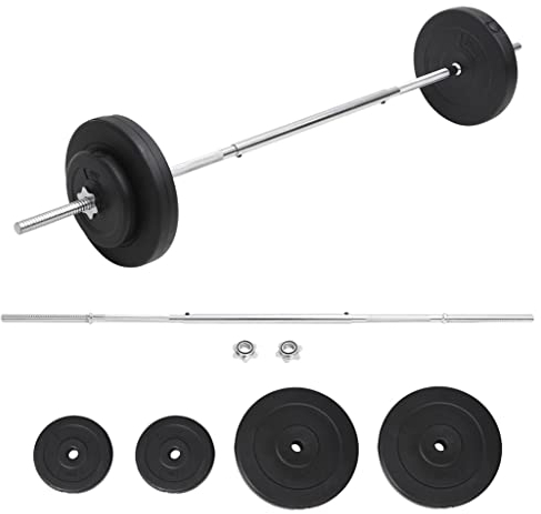 vidaXL Langhantel mit Gewichten Hantelset Hantelstange Langhantelstange Hantelscheiben Hantel Krafttraining Gewichtsscheibe Set 30kg