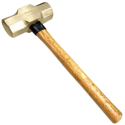 WEDO Fäustel Vorschlaghämmer Kopfgewicht 450g, mit Holzgriff, Funkenfrei Schwerlasthammer, Abbruchhammer, Stemmhammer，Großer Hammer, BAM & FM Zertifikat, Aluminium Bronze, Länge 310mm, 0.45kg