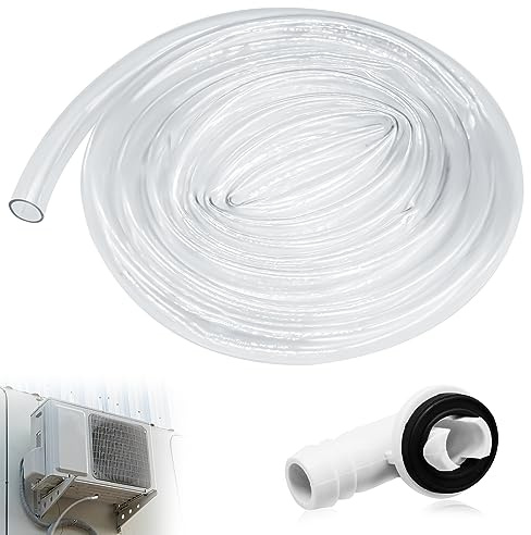10Ft Portable Air Conditioner Drain Hose, 3/5 Inch Leakproof AC Drain Hose Kit, Universal AC Drain Hose Drain Pipe Replacement with Hose Connector and Clamp, Window Air Conditioner Unit Parts