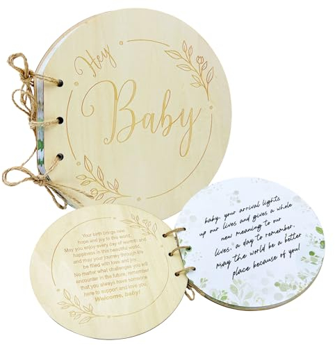 Livre de naissance, livre noir et blanc bébé, Livre d'or pour fête prénatale en bois pour l'enregistrement des invités, bénédictions pour le bebe et conseils pour les nouveaux parents et futures maman
