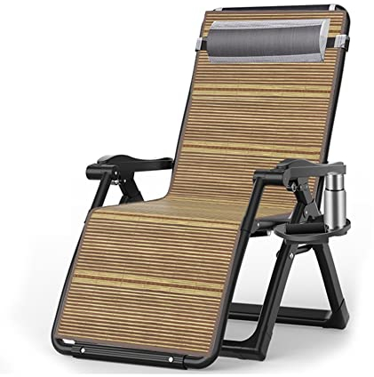 BUJOG Klappbare Chaiselongue-Poolstühle, Outdoor-Sonnenliegen, Schwerelosigkeit, mit Kopfstütze und Getränkehalter, verstellbare Rückenlehne, Stahlrahmen und atmungsaktives Netz, für Strand, Hof,