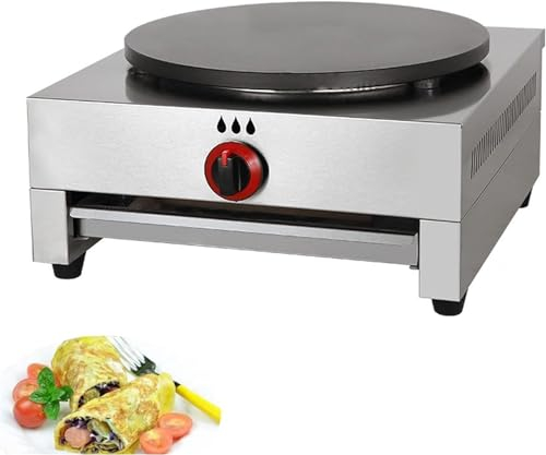40 cm große Gas-Crêpe- und Pfannkuchenmaschine, heiße Grillplatte mit erhöhten Kanten, antihaftbeschichtet, Omelettes, heiße Pfannenmaschine und Utensilien, köstliche Frühstückomeletts ( Color : Style