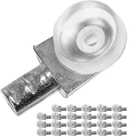 Regalboden Träger, 24 Stück, Bodenträger für Ø 5 mm Bohrlöcher, mit 14 x 10 mm Auflagefläche, massiver Stahl, Rost-frei, Einlegeboden Halter mit Soft Pad, Regalbodenträger Möbel, Regalstütze Fachboden