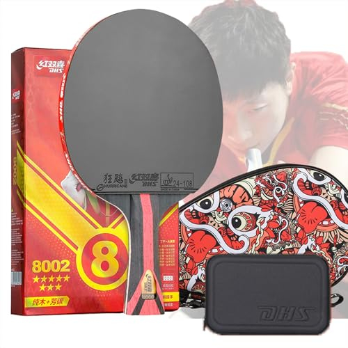 Palas Ping Pong Profesional Raqueta de Grand Slam de 8 Estrellas con Bolsa de Pelota portátil, Raqueta de Tenis de Mesa con Hoja de Carbono aromática(Color:Long)