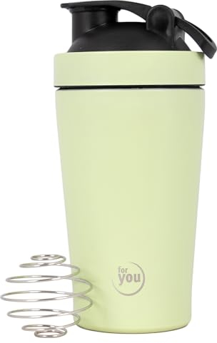 for you Shaker Edelstahl - 500 ml mit Shaker-Kugel und auslaufsicherem & BPA freiem Deckel - Mit einer innenliegenden Skala - spülmaschinengeeignet - Perfekt für Proteinshakes, Smoothies & Fitness