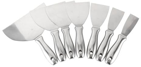 Spachtelset, 7er-Pack, Edelstahl-Spachtelmesser, Schaber mit Aufbewahrungstasche, Tapetenschaber, Farbschaber-Werkzeug für Trockenbau-Reparatur, Tapetenentfernung und Putzabkratzen