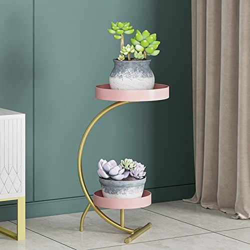 MYVVKIA Pflanzenständer für draußen – Blumenständer für drinnen – Pflanzen-Organizer-Halter, doppelschichtiger Blumenständer, Blumentopfständer aus Schmiedeeisen, Pflanzenaufbew