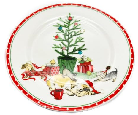 Vaisselle pour Fête de Noël, Assiettes Plates en Céramique Noël, Bol Thanksgiving, Porcelaine Premium (20 cm)