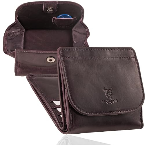 Matador Kleine Wiener Box - Mini Ledergeldbörse für Damen und Herren mit RFID Blocker - mit Geschenkverpackung