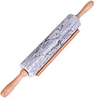 CIYODO Mattarello in Marmo Manico in Legno, Superficie Antiaderente, Pratico per Cucina e Impasto, Design Semplice per Pasta e Dolci