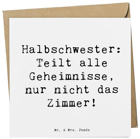 Mr. & Mrs. Panda Einladungskarte Spruch Halbschwester Geheimnisse - Geschenk, Weihnachten, Grußkarte, Familienmitglieder, faltkarte, doppelkarte, Geschenke, Kindheitserinnerungen, Klappkarte