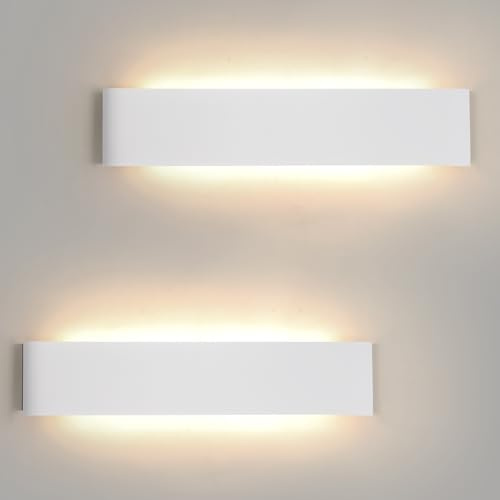 YCZM 24W Wandleuchte Innen Moderne Wandlampe Innen Up Down Wandbeleuchtung Weiß LED Wandlampen 38CM Wall Lamp Indoor für Schlafzimmer Wohnzimmer Treppenhaus Beleuchtung Korridor Wand Licht 2 Stück