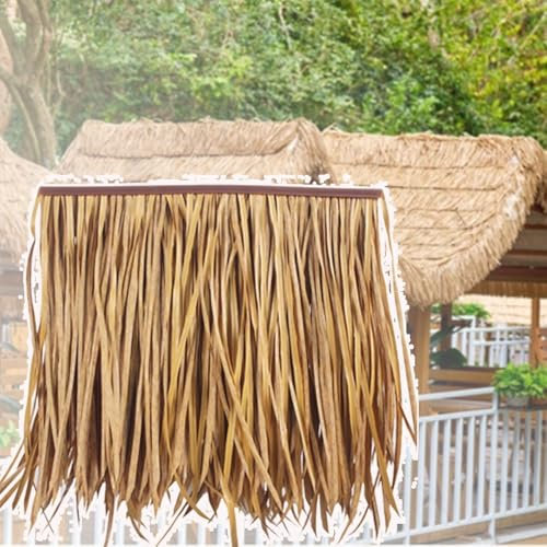 ZIUSFAC Paglia Di Palma Sintetica Tegola Di Paglia Para Giardino Anatre Erba Palapa Rotolo Di Paglia, Rotoli Di Paglia In Plastica Rotoli Di Palma Paglia Finta Pannello Di Paglia Hawaii(Yellow,50*50cm