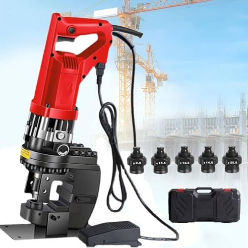 Perforadora hidráulica Perforadora de metal Perforación rápida, 5 juegos de perforadora/matriz de diámetro 8,5 mm - 20,5 mm, perforadora hidráulica de 16 toneladas y 1800 W,Channelsteel