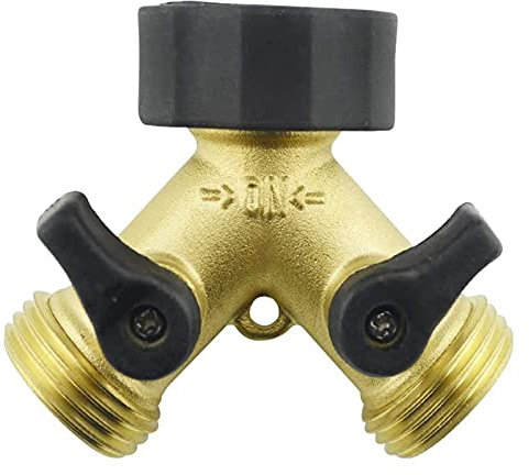 KIJyfgTR Brass Manifold 3/4 Tap Y Splitter Brass Manifold 2 Way Brass Tap Garden Hose Splitter Y Valve Washing Machine Hose Connector