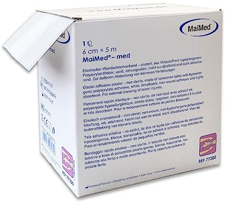 Pflaster Rolle sensitiv – 1 Stück, 6 cm x 5 m, weiß, unsteril | Gebrauchsfertige Wundpflaster Rolle mit Polyacrylat-Kleber – für den alltäglichen Gebrauch bei kleineren Verletzungen