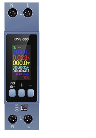 KWS-303 Digitaler Energiezähler 40A AC Power Monitor mit TFT-Farbbildschirm Spannung Strom Frequenz Leistungsfaktor Temperaturanzeige für DIN-Schiene