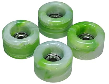 SPITBOARDS Fingerboard Urethane Swirl Wheels 60D with Real Ball Bearings Professional CNC Quality - Swirl Green