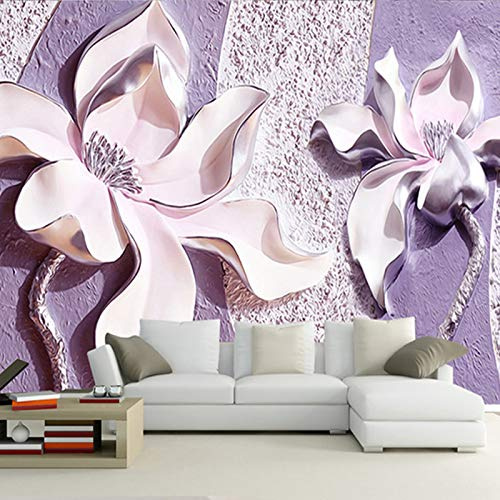 FYRHLH Papel Pintado flores moradas Pared 3D Papel Tapiz Fotomurales 3D Papel Pintado Póster Gigante de Pared Personalizado 3D Para Salón o Dormitorio 200cm×140cm (ancho x alto)