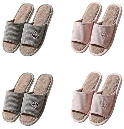 CYlovinho Slippers for Women Slipper Home Slippers Men,4 Pairs Guest Slippers Slip-on Open Toe Breathable Home Shoes