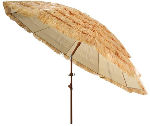 JTPMYFT Sombrilla de Exterior, de Paja, Resistente a la luz y con diseño Inclinado, con 10 Varillas, Ideal for Jardines, Patios y Playas.(94.4inch)