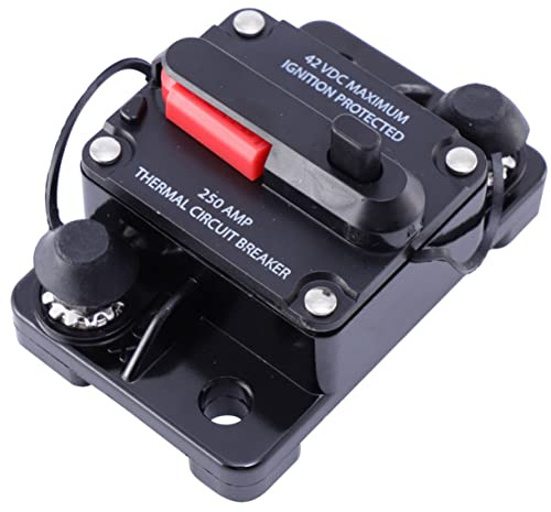 DIYEAH Disjoncteur Réinitialisation Automatique 250A Étanche Fusible pour Bateau Camion Utv Protection Circuits Électriques 1 Pièce