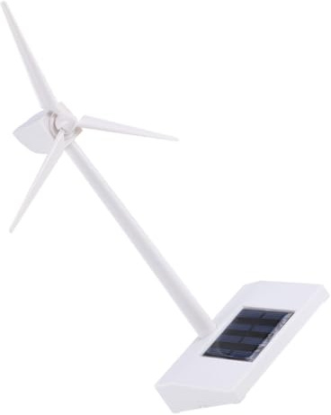 HAWILLOSCH Solarbetriebene Windmühle Modell Aus Abs Weiß Desktop Windkraftanlage Pädagogisches Spielzeug Für Büro Und Wohnraum Dekoration
