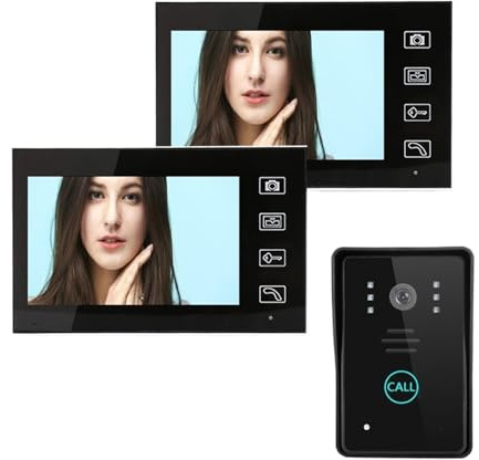 7 Video Dörrtelefon Intercom System Trådlös Videodörrklocka 2 Monitor Dörrkamera Infared Hem Lägenhet Video Dörrtelefon(A KIT)
