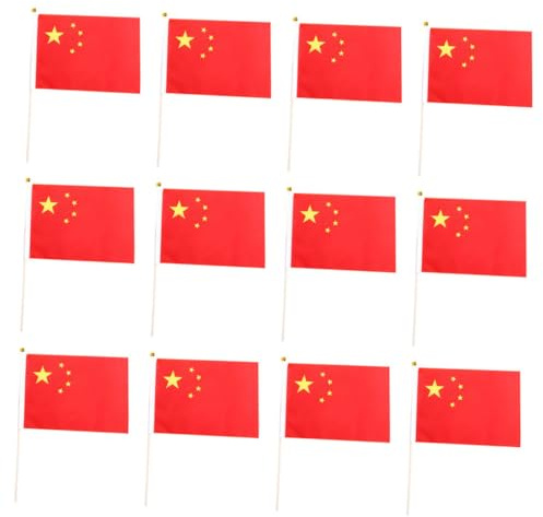 SUPVOX 50 pièces Drapeaux Chinois à Main avec Hampe Drapeaux Décoratifs Intérieurs Réutilisables pour Patriotisme et Événements