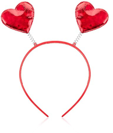 Valentinstag Herz Haarreif,Rot Herzen Haarreifen Stirnband,Glitzer Pailletten Herzen Stirnbänder,Herz Kostüm Stirnband,Haarschmuck Herzchen,für Valentinstag Geburtstags Faschingsparty Kostüm Zubehör