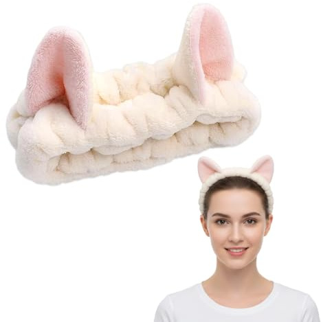 Kahzor Plüsch Katzenohren Abschmink Haarband, Haarband Kosmetik Für Waschen Dusche, Schönheit, Hautpflege, SPA, Make Up, Novelty SPA Headband, Niedlich Frauen Cartoon Haarbands Damen Kosmetik
