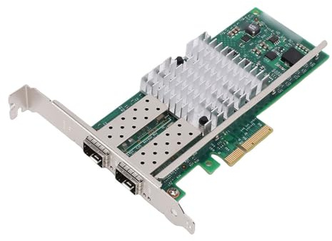 Sxhlseller Carte Réseau Fibre Optique 10G SFP+, Adaptateur Ethernet PCIe X4 Double Port avec Puce 82599ES pour Centre de Données VMware Server