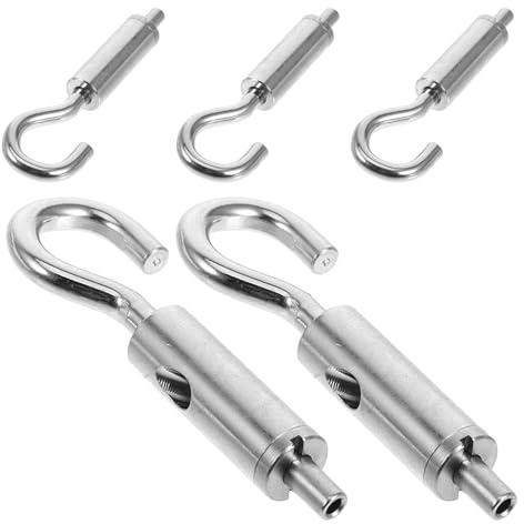 MAGICLULU 5pcs Steel Wire Rope Turnbuckle Tensioner with Portable Hook for Wire Rope Support, Cable Guide, and Light Hanging Suspension Accessories, Suitable for Industrial and Outdoor Use