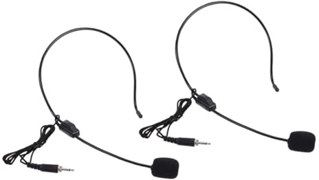 MAJORMENCH Microfono a Cuffia Cablato Microfono Condensatore Omnidirezionale 2 Pezzi Nero in Plastica Portatile e Leggero per Amplificatore Vocale per Insegnamento e Computer