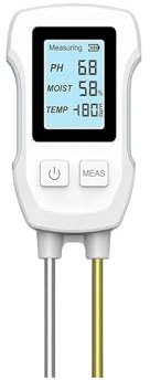 Bodenmessgerät, Digitaler LCD-Bodentester PH/Feuchtigkeit/Temperatur 3,0-9 pH-Meter Hitzebeständiger Metallsensor Feuchtigkeitsmonitor for Blumenpflanzen Gartenarbeit für Gartenarbeit, Landwirtschaft