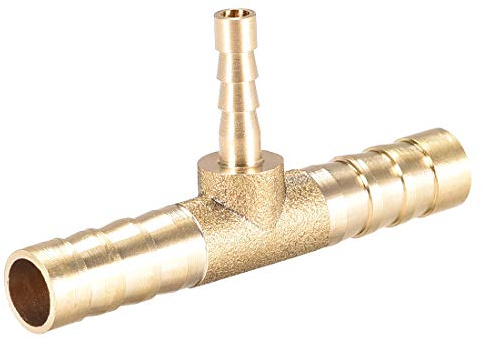 uxcell - Reductor de manguera de latón de 8 mm x 4 mm x 8 mm con forma de T, conector de 3 vías para aire y agua, combustible, gas