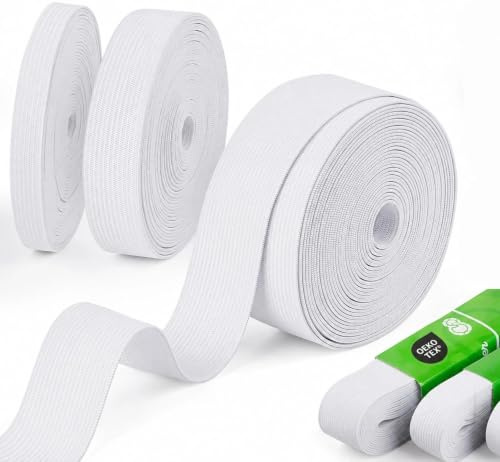 Agoer Gummiband Weiß 10mm 20mm 30mm Breit, 3 Stück Breites Gummiband | Robuste und Nähen Elastische Band zum Nähen und Haushalt DIY Handwerk, Taschen, Kostüme, Bastelarbeiten,15m Gummilitze