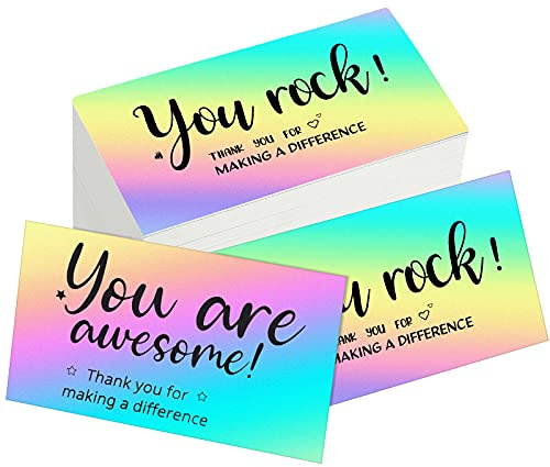 Outus 180 Stück Anerkennung Karten You Are Awesome Karten Reflektierende Holografische Silber Dankeskarten Anerkennung Karten für Mitarbeiter, Freiwillige, Krankenschwestern, Arzt, 2 x 3,6 Zoll